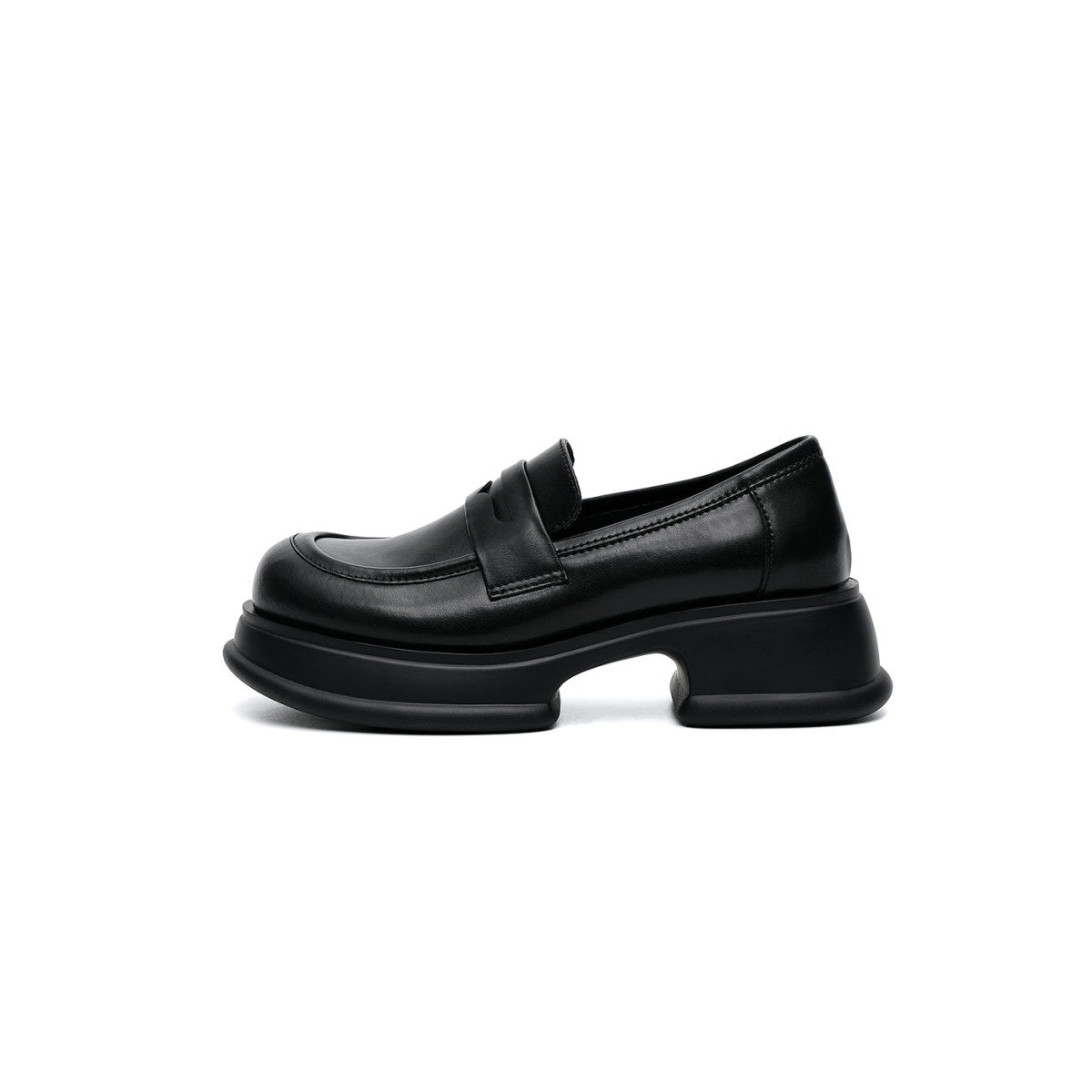 platform heeled loafers all black 1