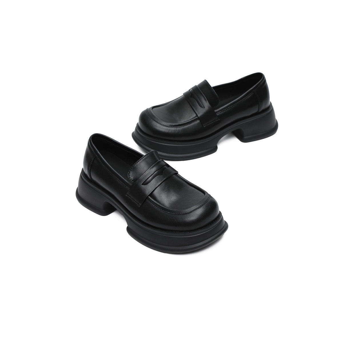 platform heeled loafers all black 5