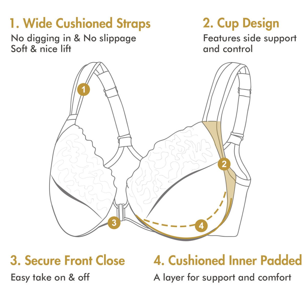 Plus Size Front Closure Lace Underwire Bra