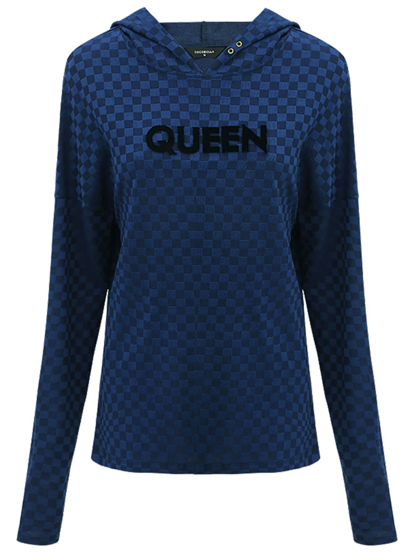 queen diamond embroidered blue hooded sweater all blue 4