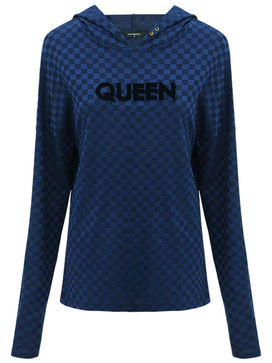 queen diamond embroidered blue hooded sweater all blue 4