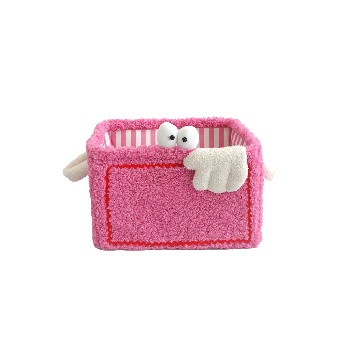 quirky monster striped storage basket pink 3