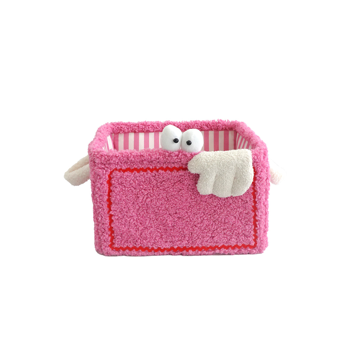 quirky monster striped storage basket pink 3