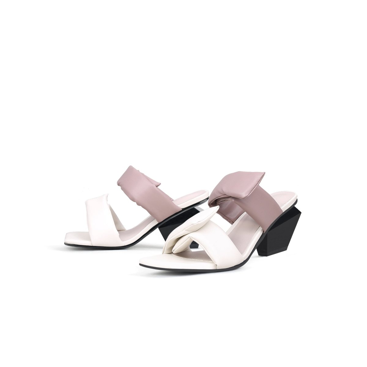 quirky padded strap mules all white 5
