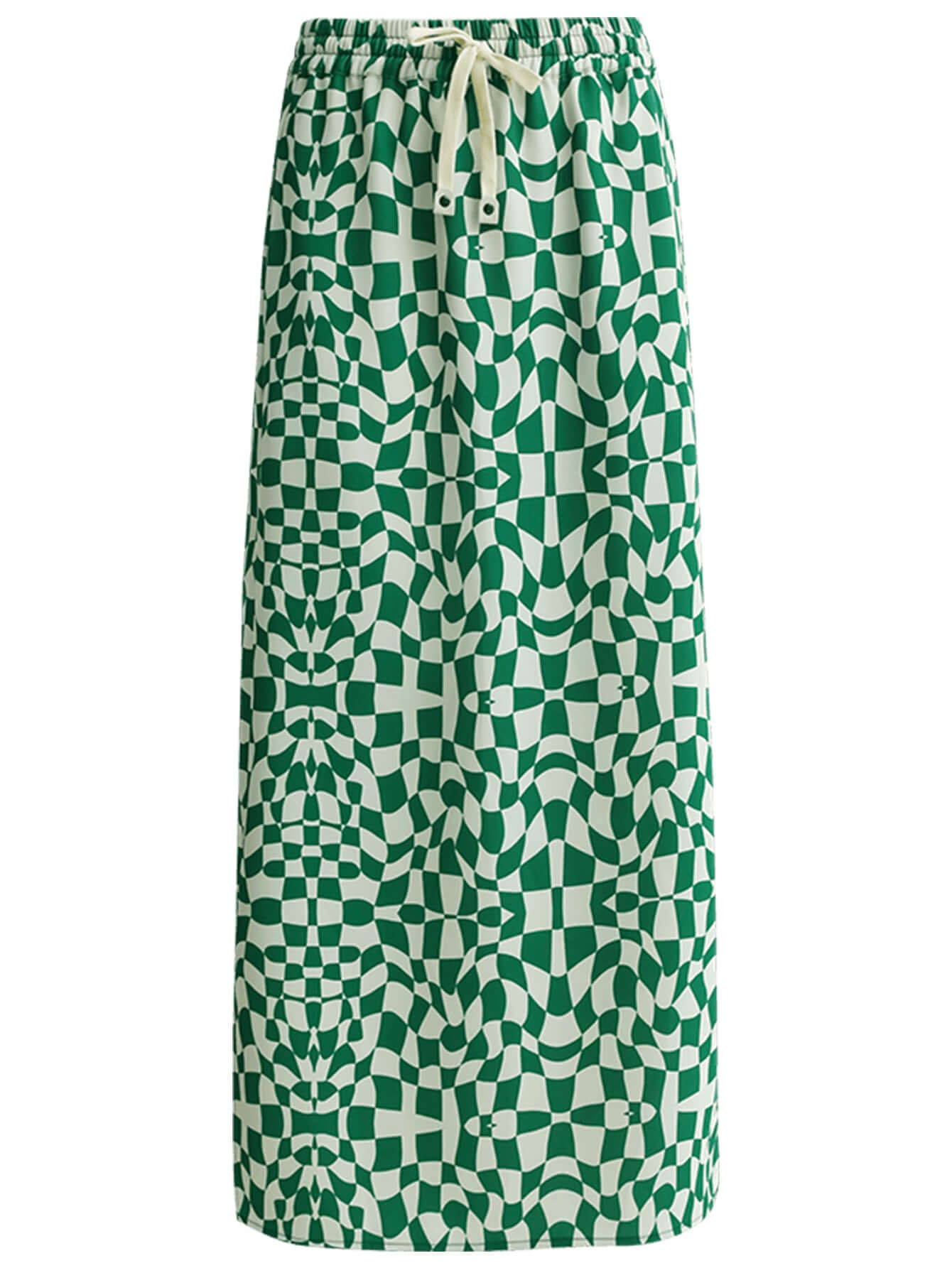 relaxed fit checked skirt with side slit all green 4