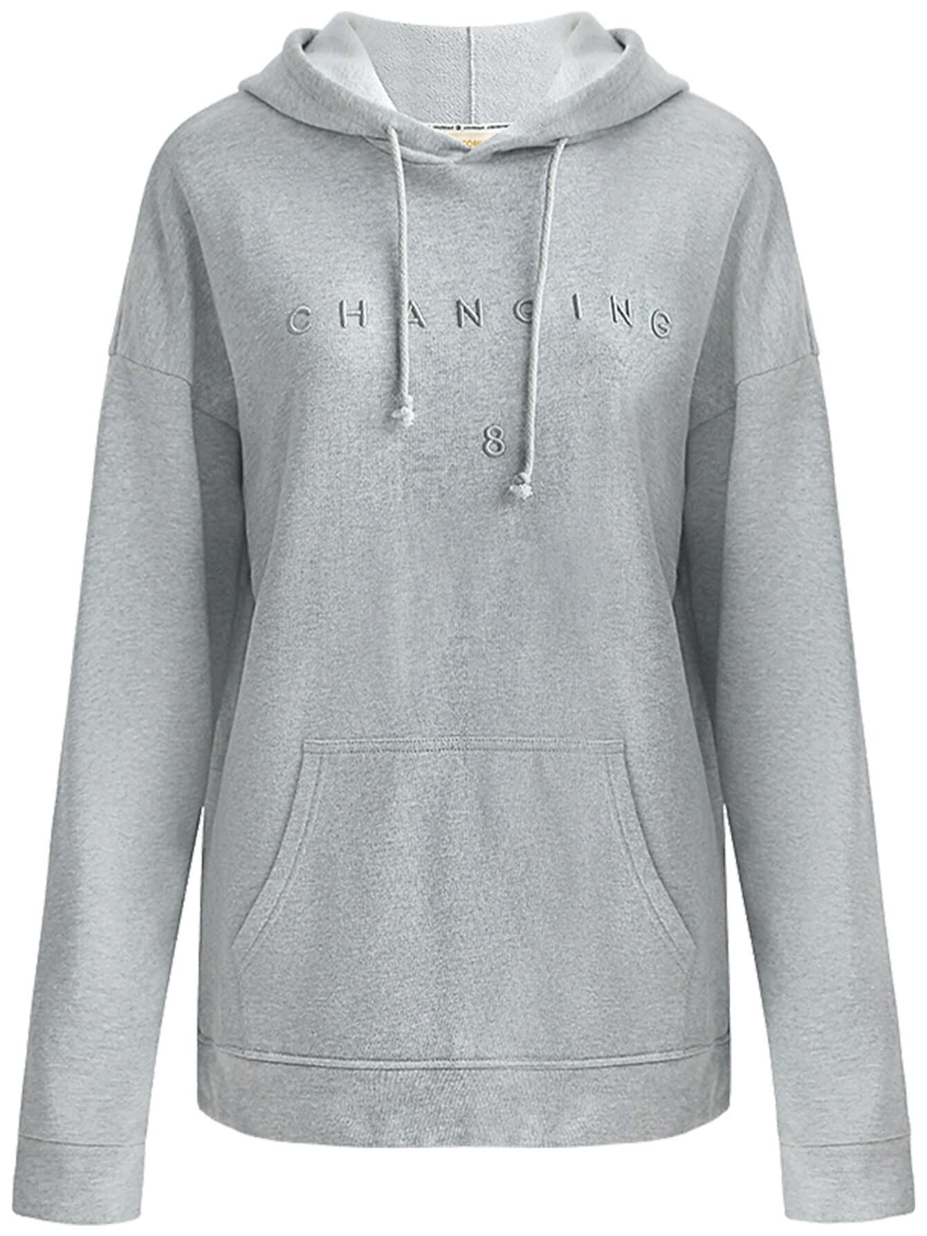 relaxed fit grey hooded sweater with slogan all grey 4