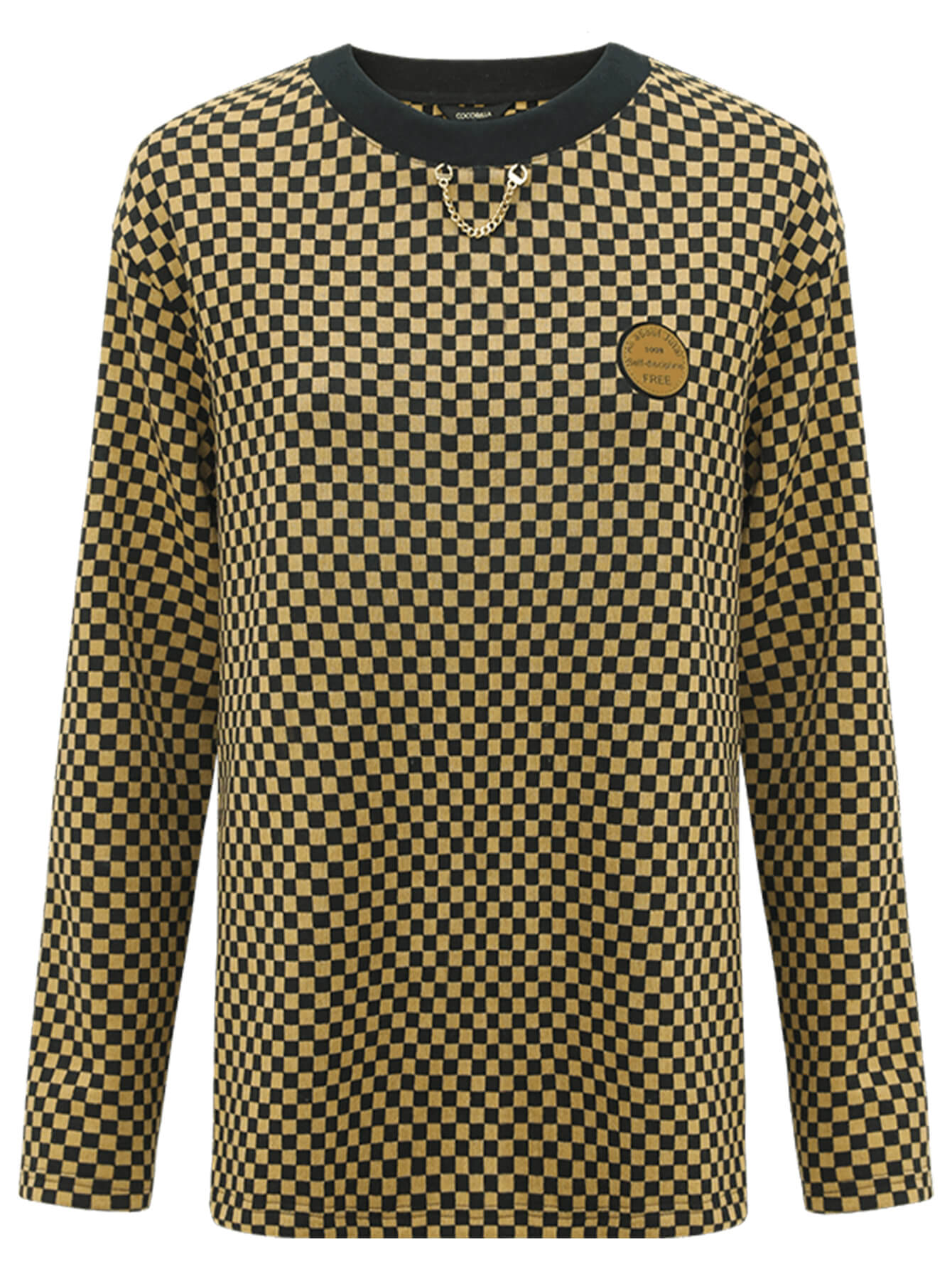 relaxed fit jacquard grid brown sweater all brown 4