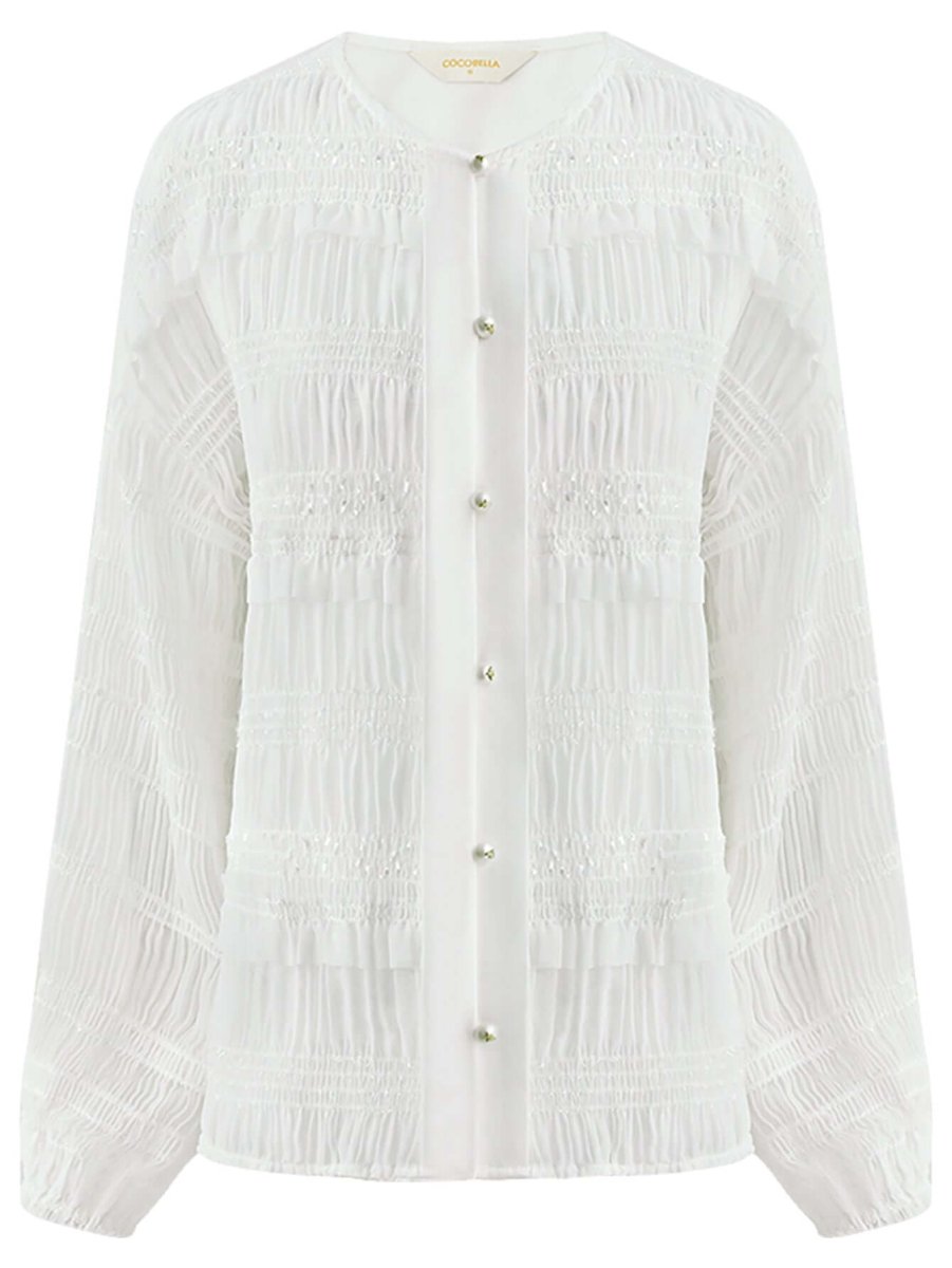 renaissance balloon sleeve white pleated shirt all white 4