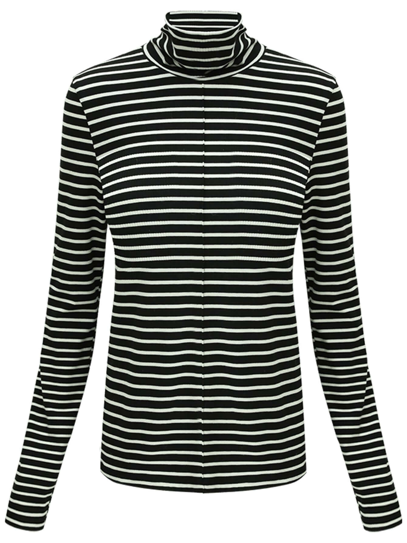 retro high neck striped top all black 4
