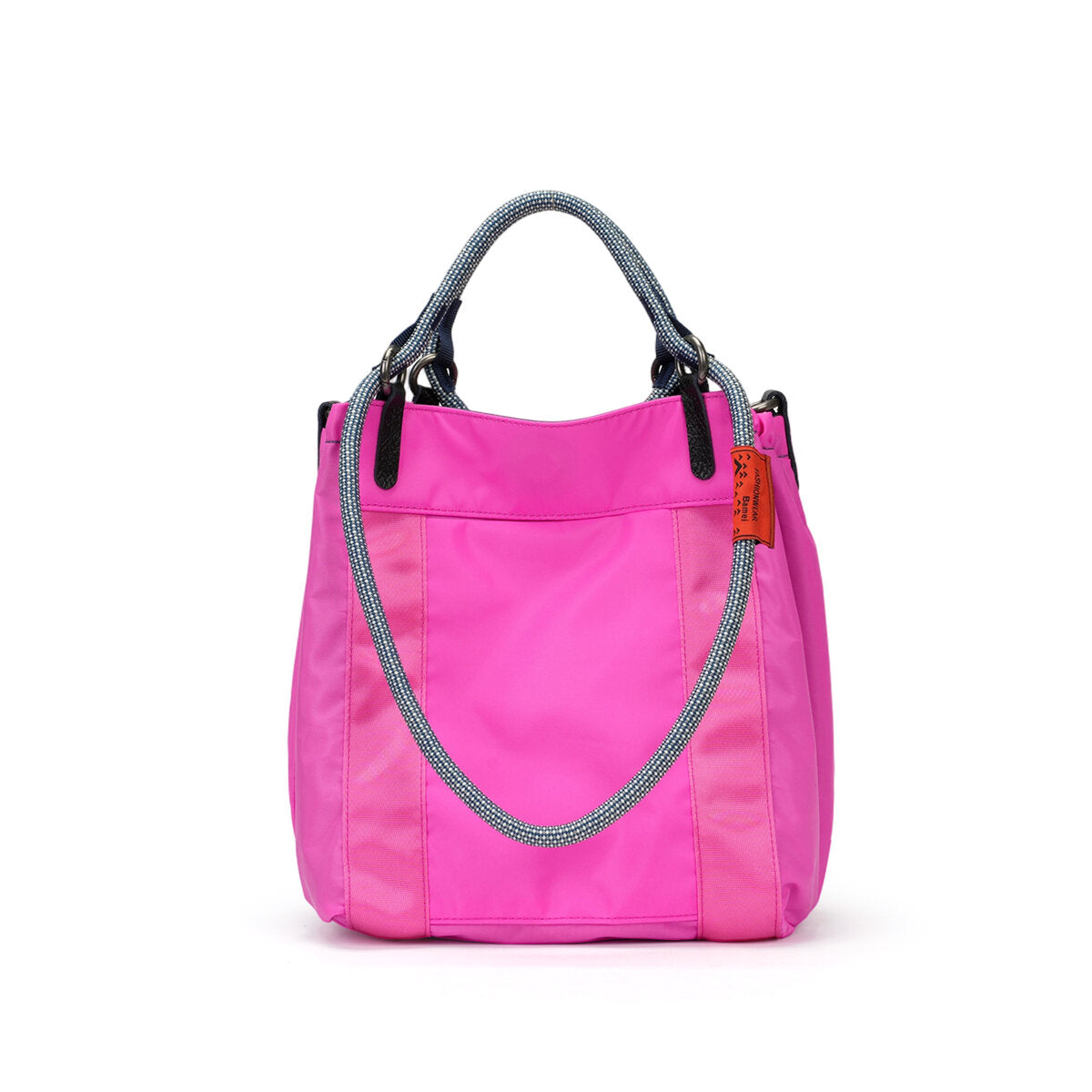 Reversible Dual-Color Ballistic Nylon Bucket Bag – 2-in-1 Convertible Crossbody Tote with Leather Accents