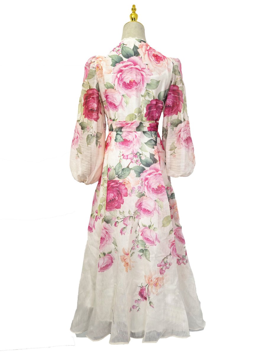 Rose Garden Elegance Floral Maxi Wrap Dress