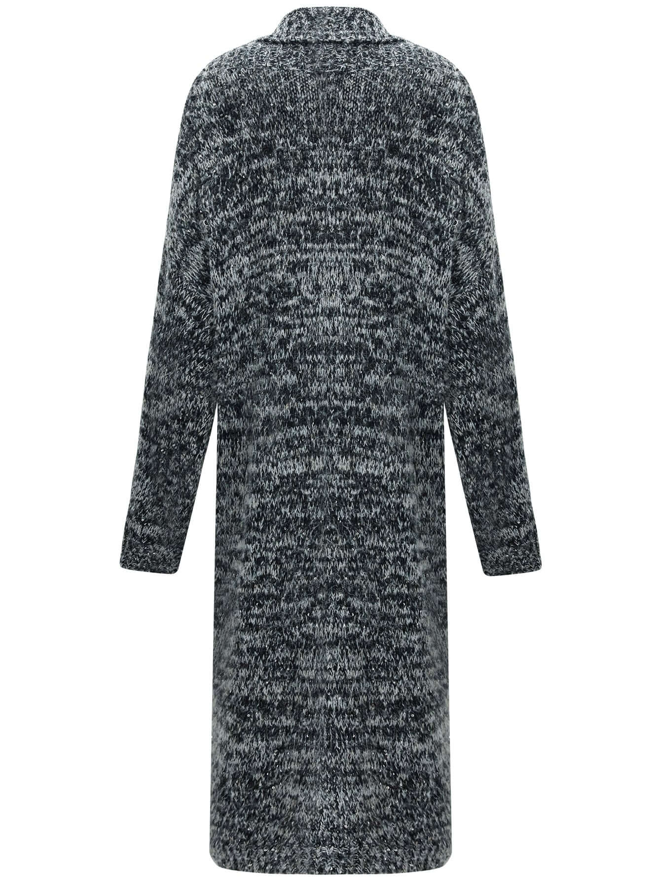 shawl collar long knitted cardigan in charcoal all charcoal 5