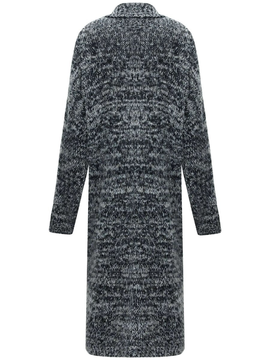 shawl collar long knitted cardigan in charcoal all charcoal 5
