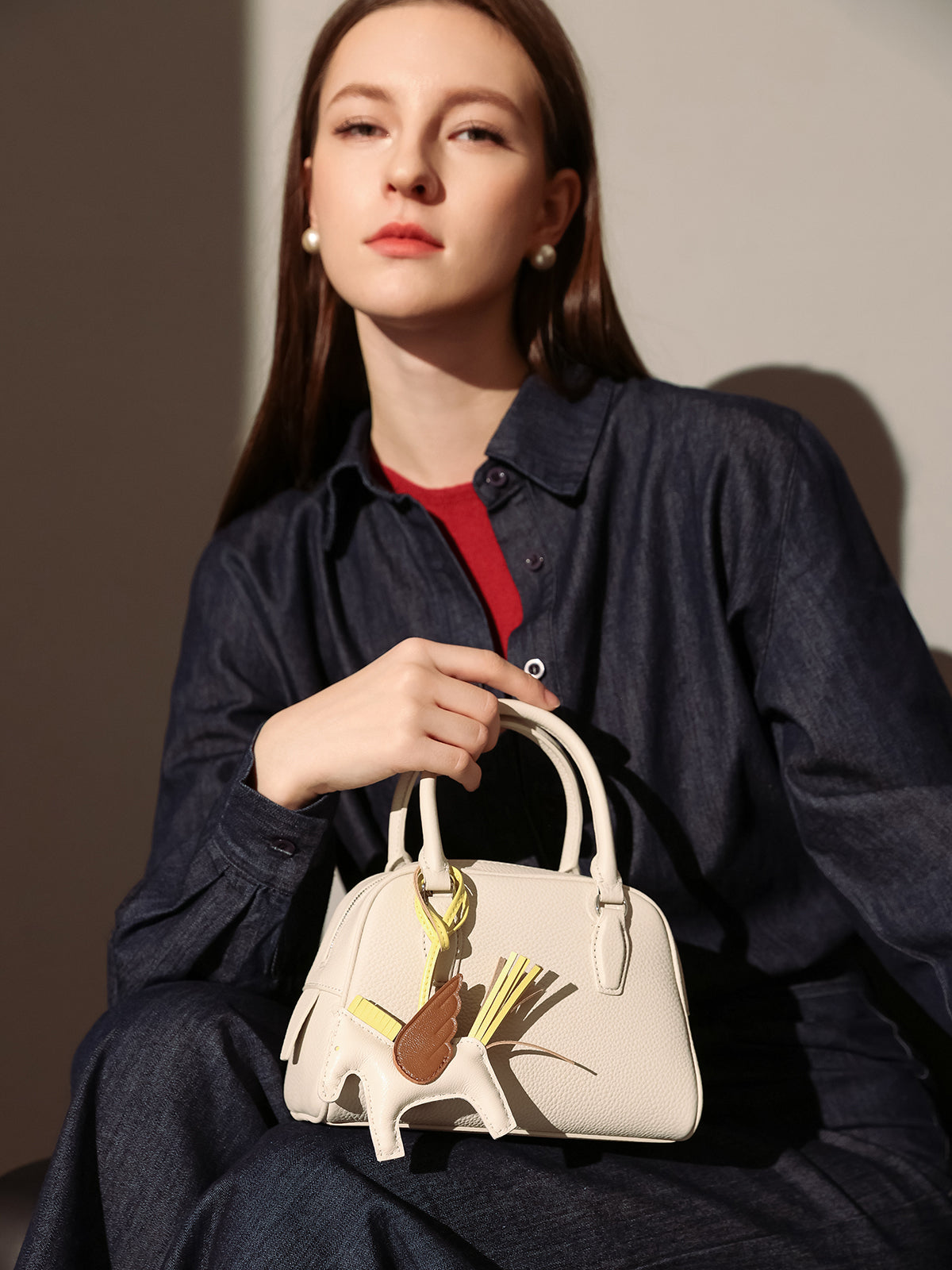 simple leather bowling bag white 4