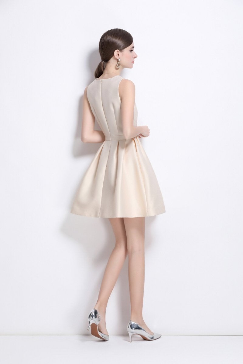 sleeveless bow belt ivory white pleated dress all ivory 4.JPG
