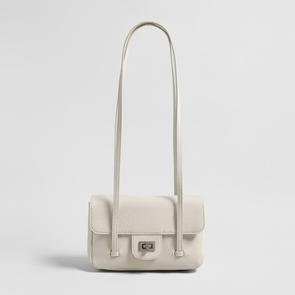 Snake-Embossed Metallic Flap Shoulder Bag – French Chic Underarm Crossbody