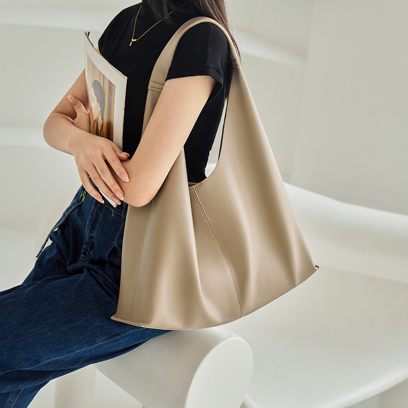 Soft Slouch Genuine Leather Oversized Tote Bag