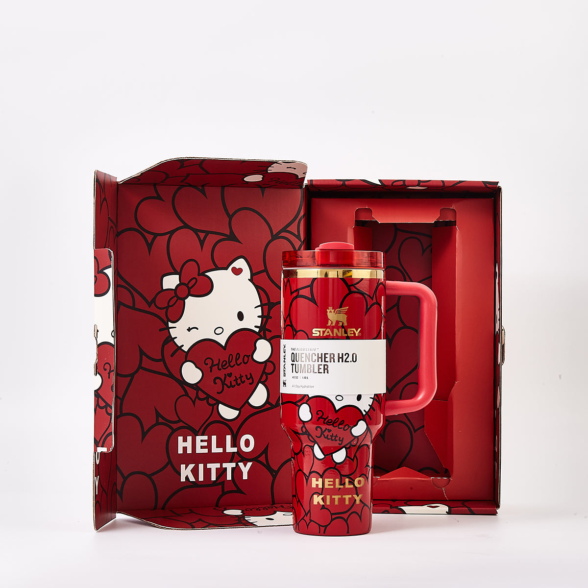 Stanley x Hello Kitty Sweet Hearts Glitter Quencher H2.0 FlowState Tumbler 40oz – Limited Edition