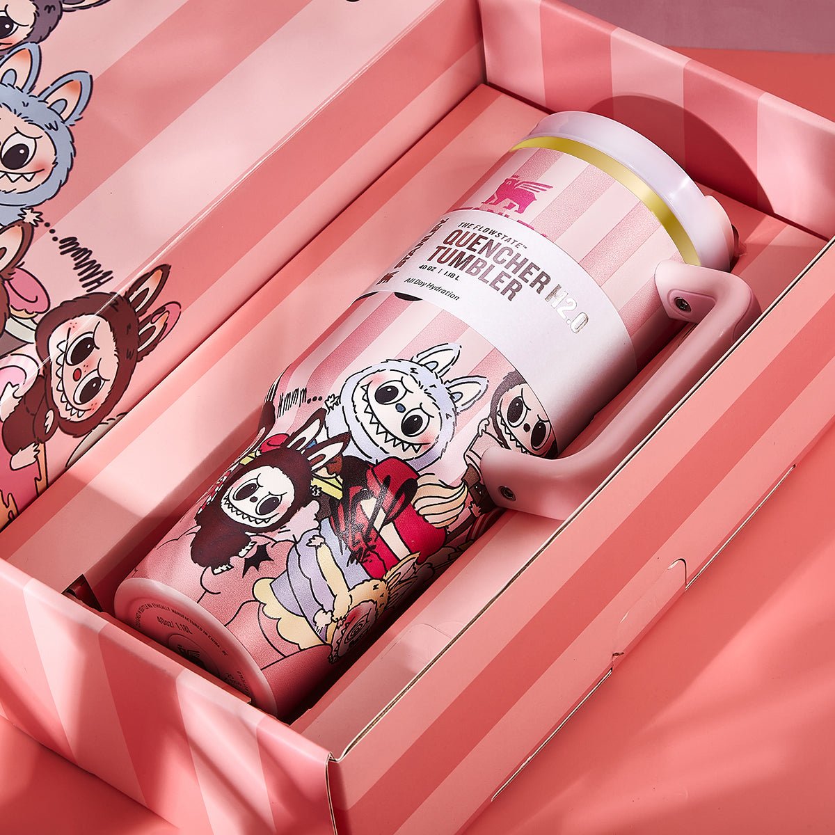 Stanley x Labubu Limited Edition Tumbler Pink Stripe Quencher - 0cm