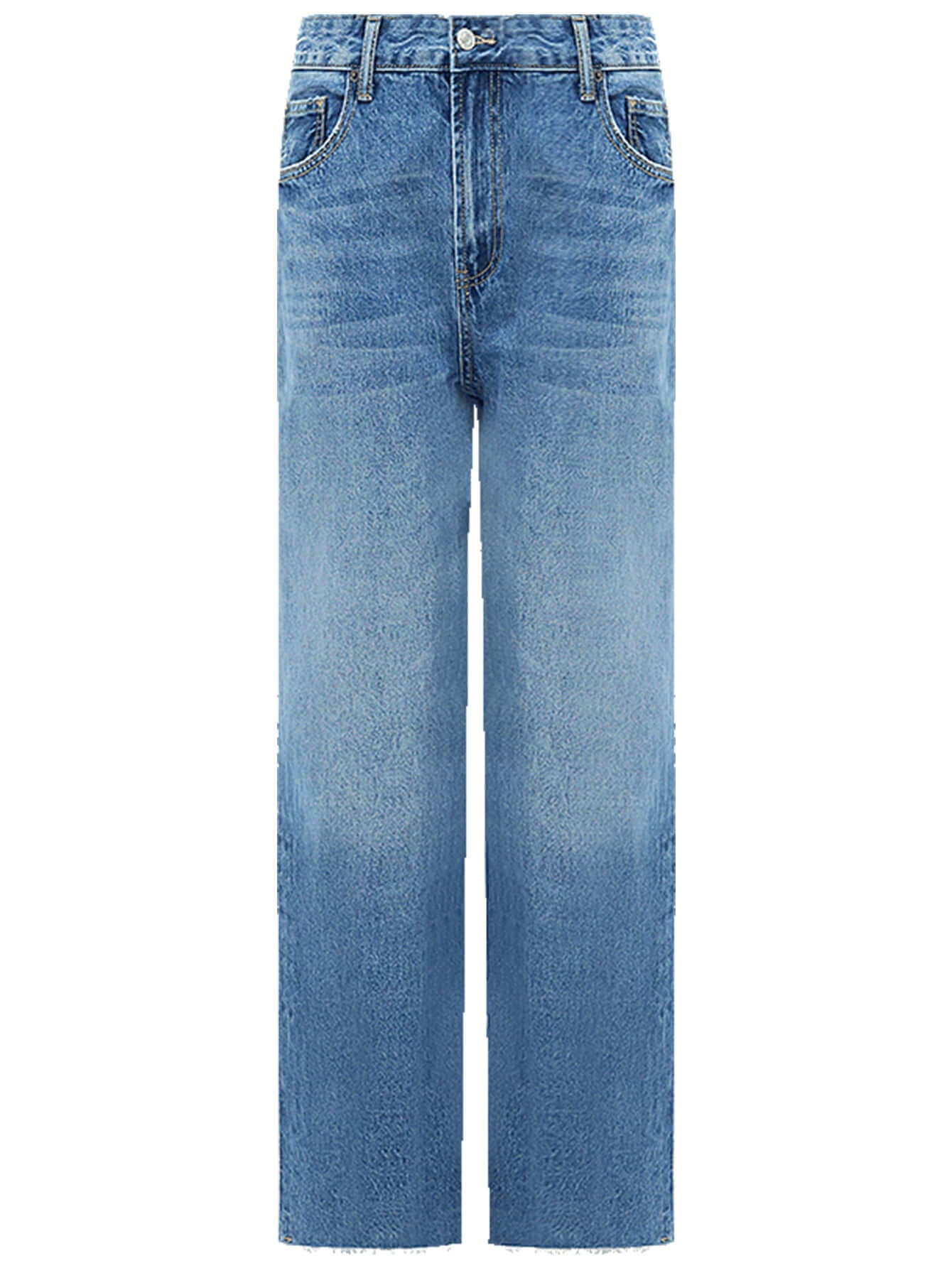 stone washed straight leg blue jeans all blue 4