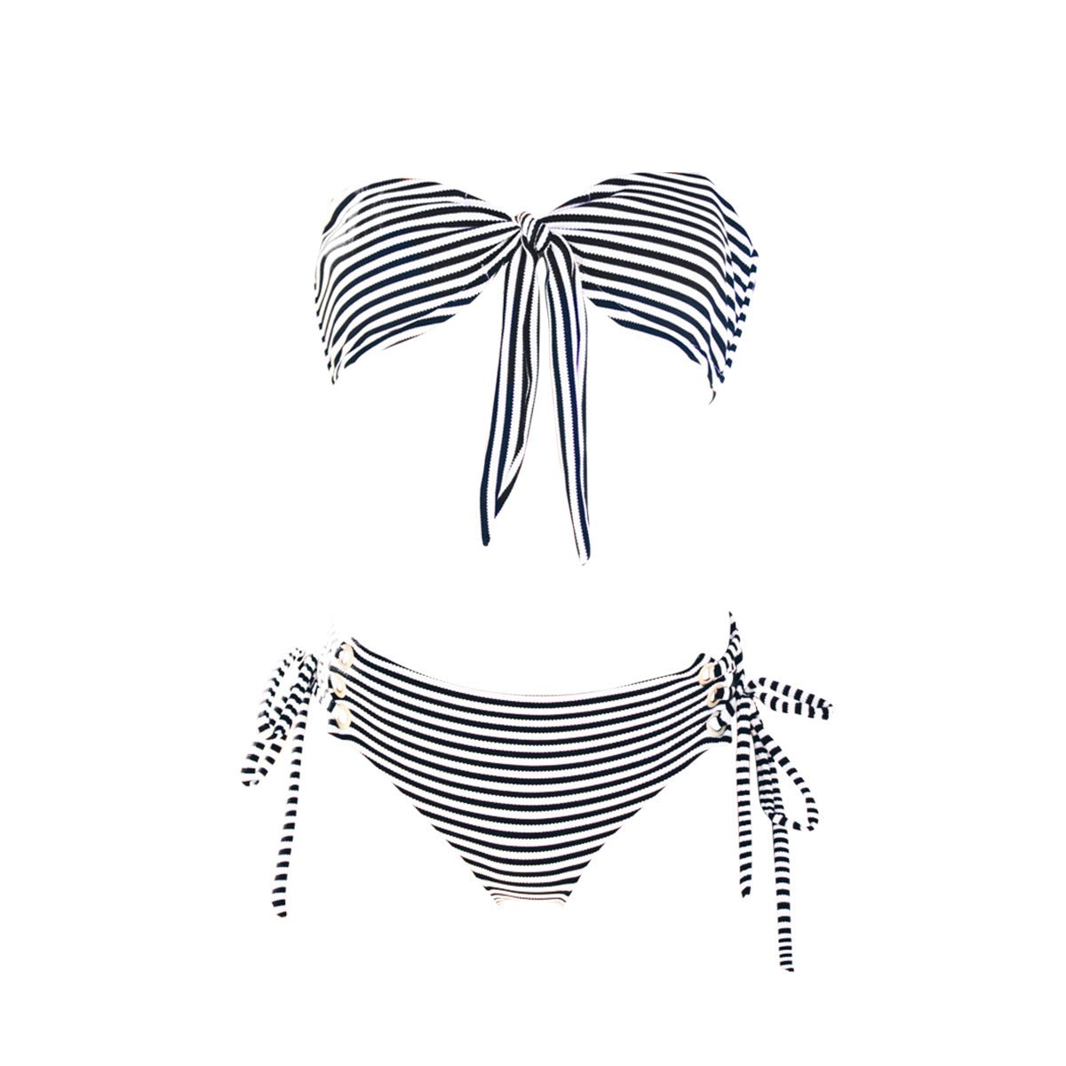 striped bandeau bikini with removable shoulder straps all stripe 7