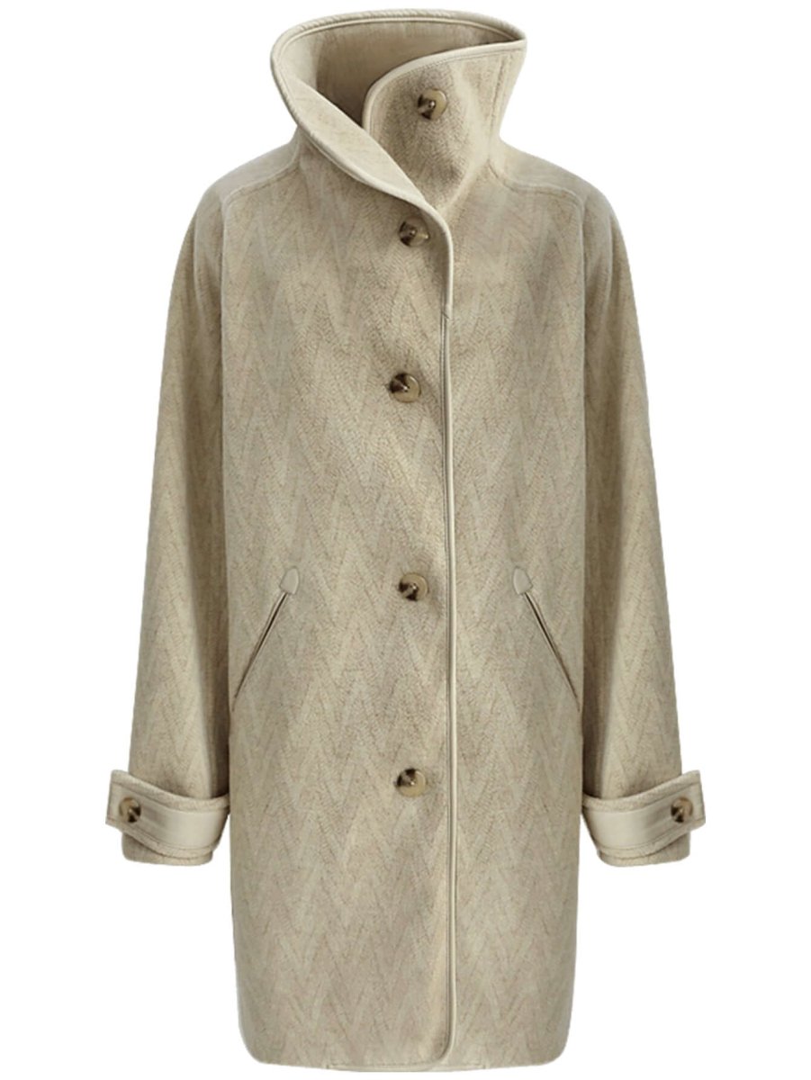 structured lapel collar herringbone khaki coat all khaki 4