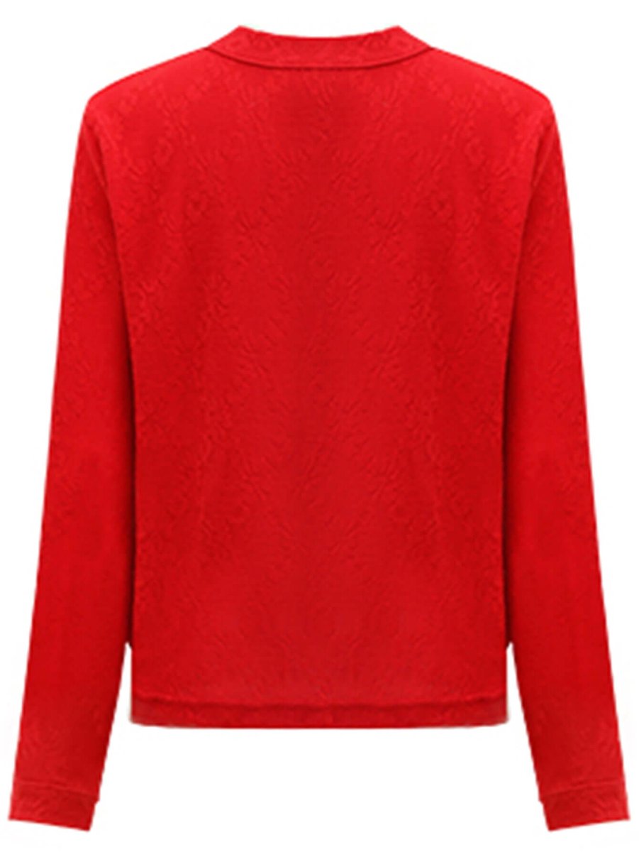 stylish red cardigan with gold snap buttons all red 5