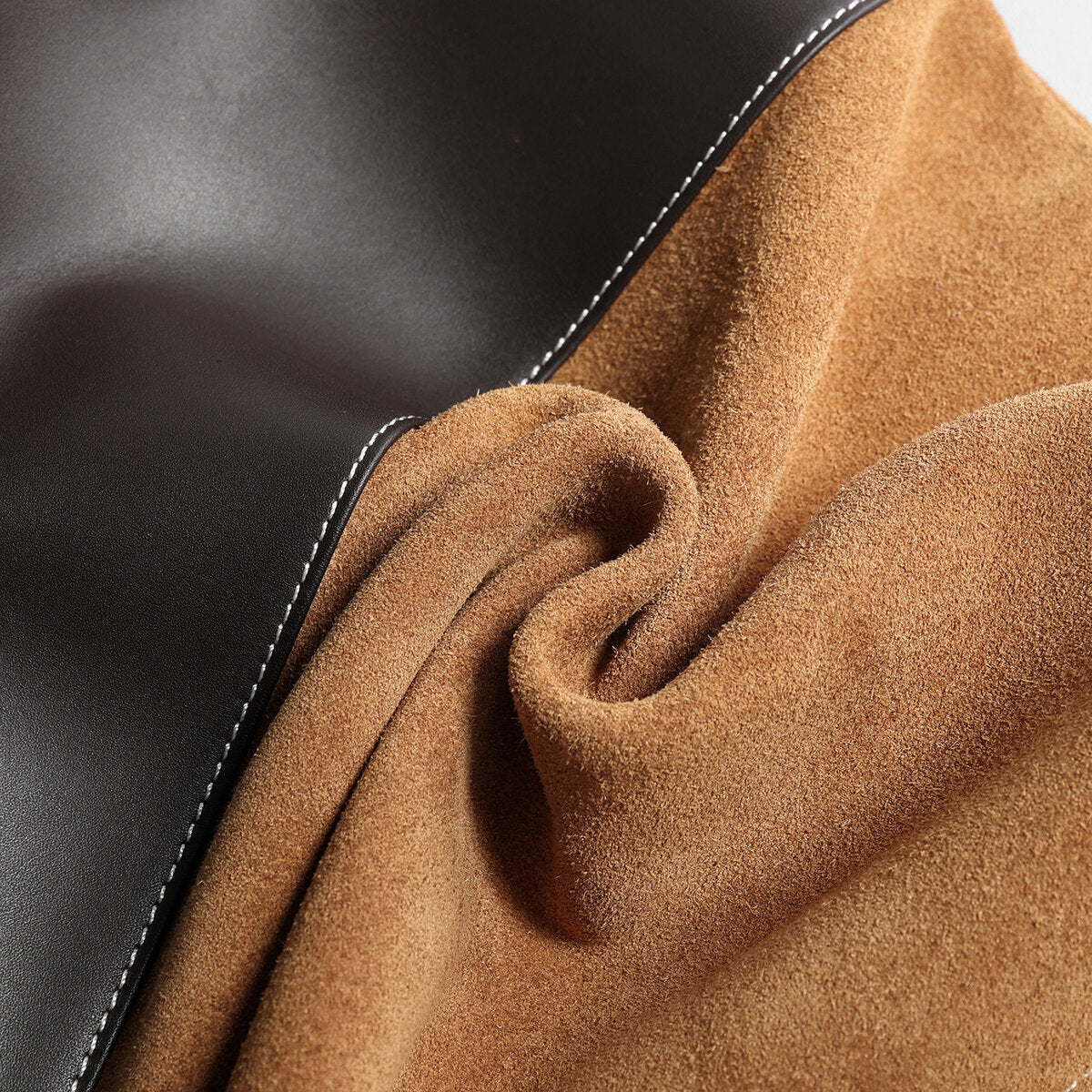 Suede & Leather Two-Tone Hobo Bag – Slouchy Shoulder Bag with Contrast Leather Strap