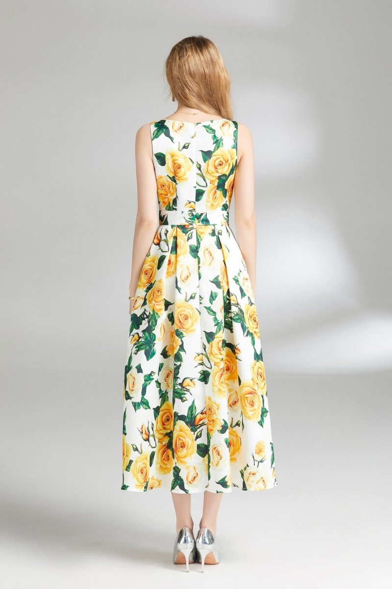 sunshine daydream sleeveless boat neck dress all floral 4