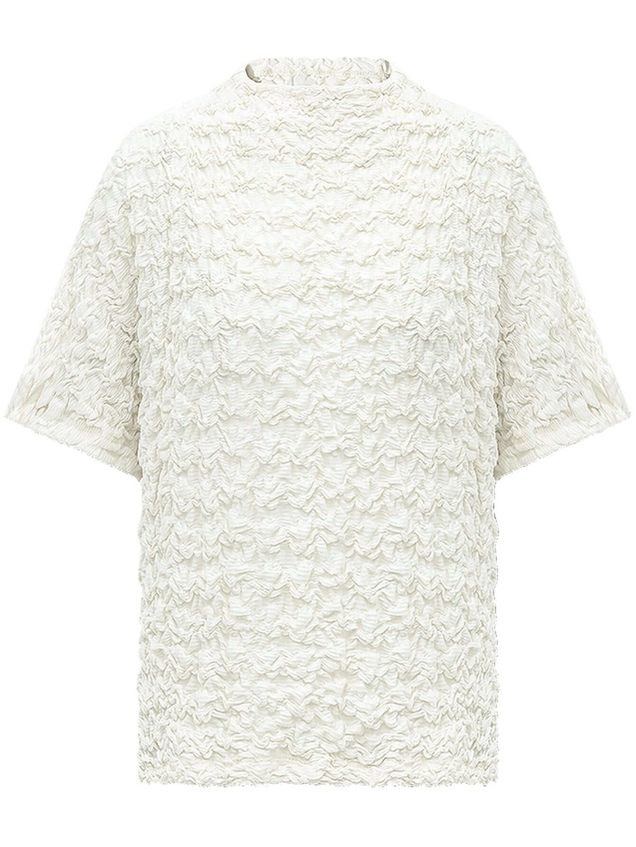 textured pleated knit batwing top all ivory 4