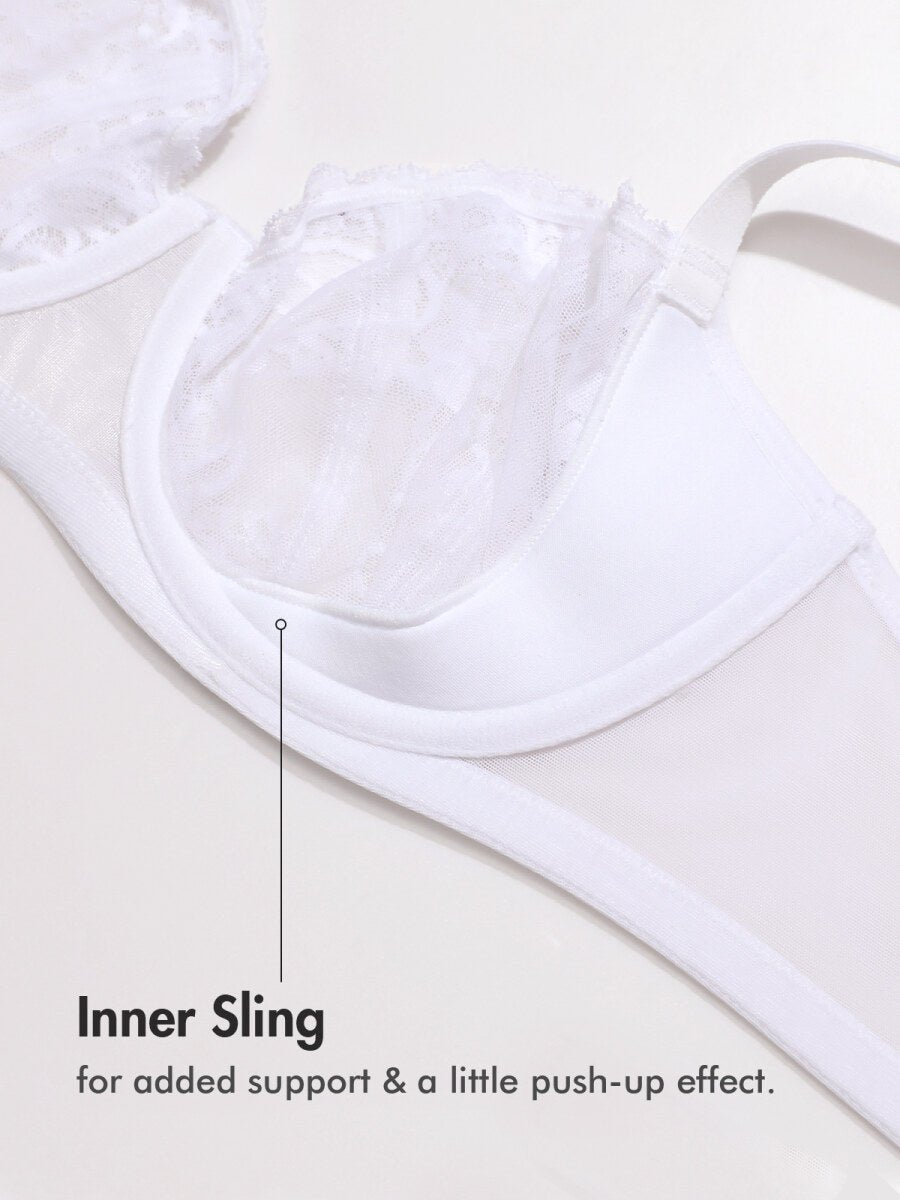 Ultra - thin Lace Balconette Underwire Bra