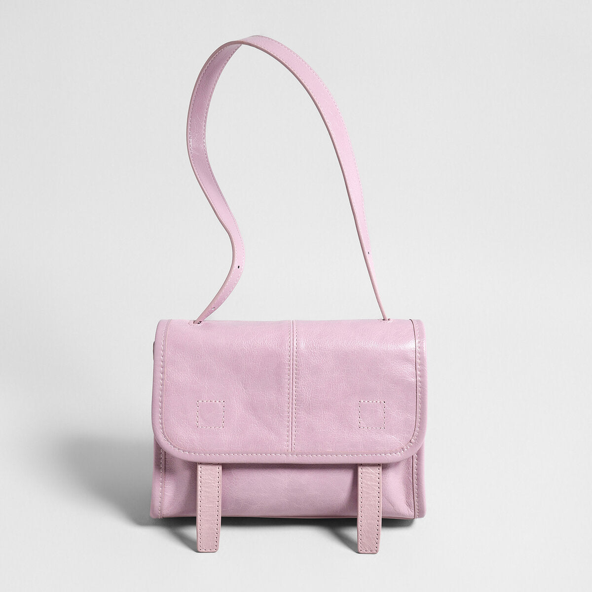 Vintage Glazed Calfskin Messenger Bag – Soft Leather Crossbody with Multi-Pocket Organization