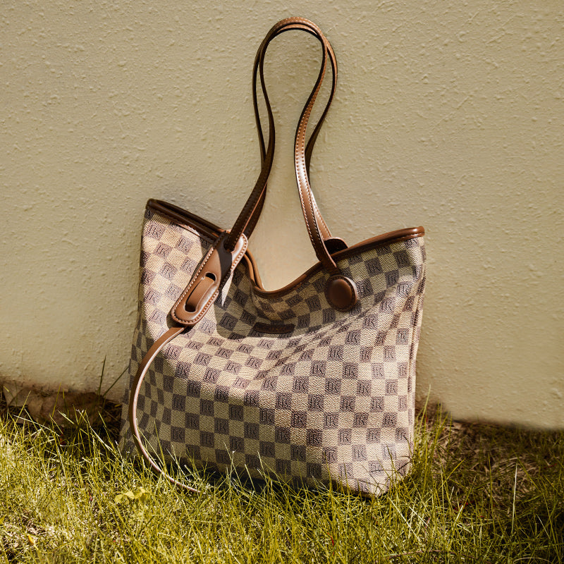Vintage Checkered Commuter Tote Bag