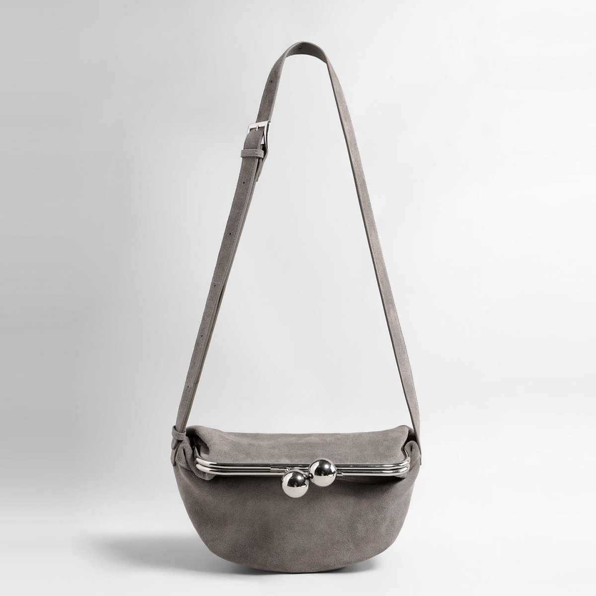 Vintage Kiss-Lock Suede Crescent Bag – Half-Moon Shoulder & Crossbody Bag