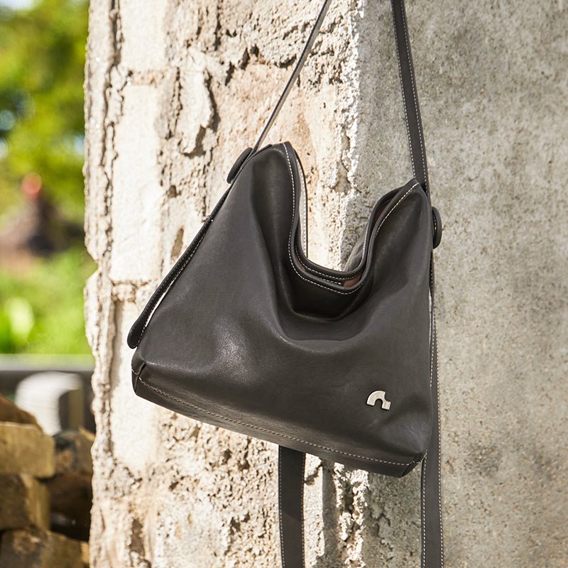 Vintage Leather Slouchy Tote Bag
