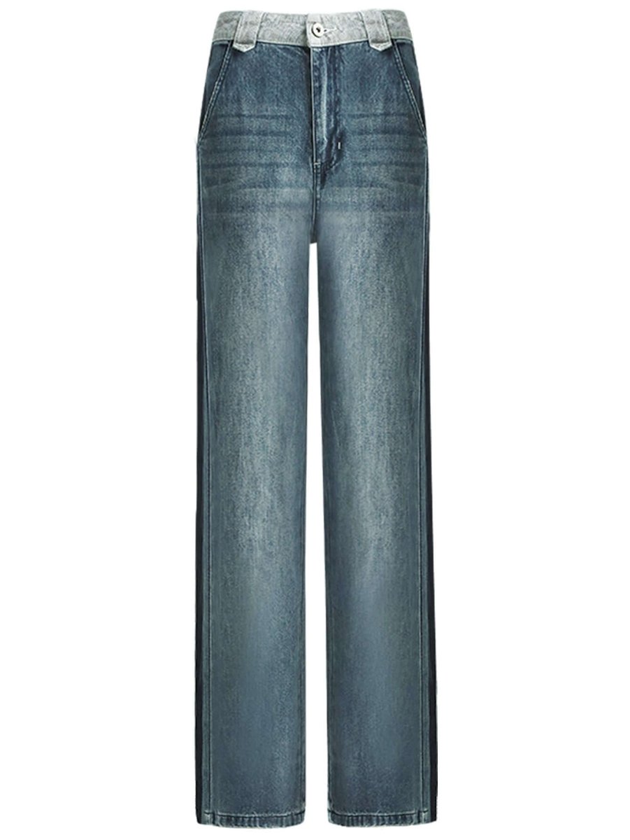 washed denim flared blue jeans all blue 4