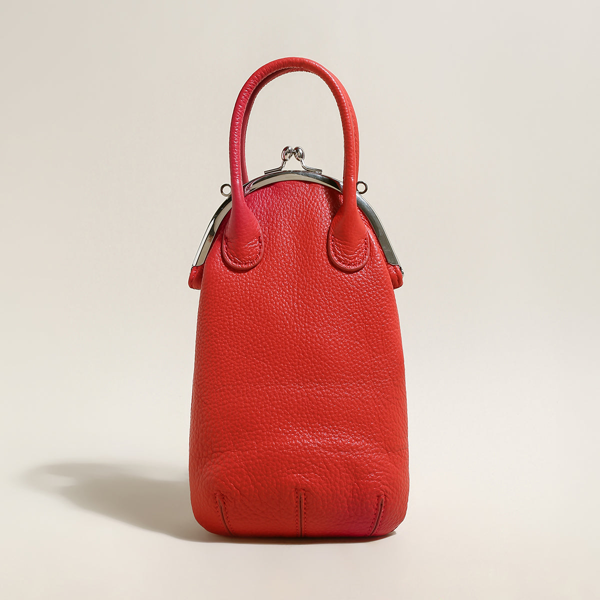 whimsical gourd leather ball clasp top handle bag red 1