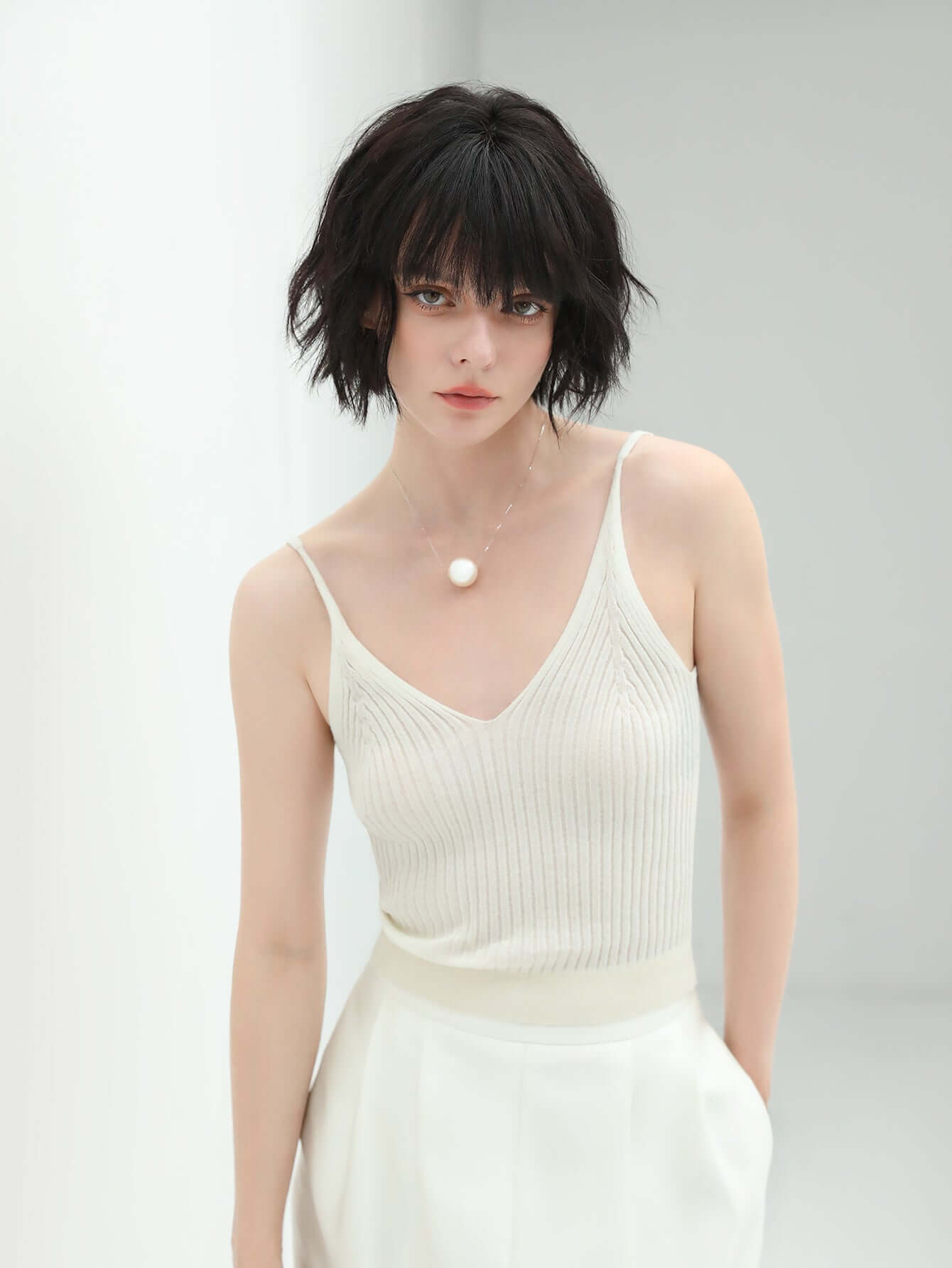 white v neck cami top all white 2