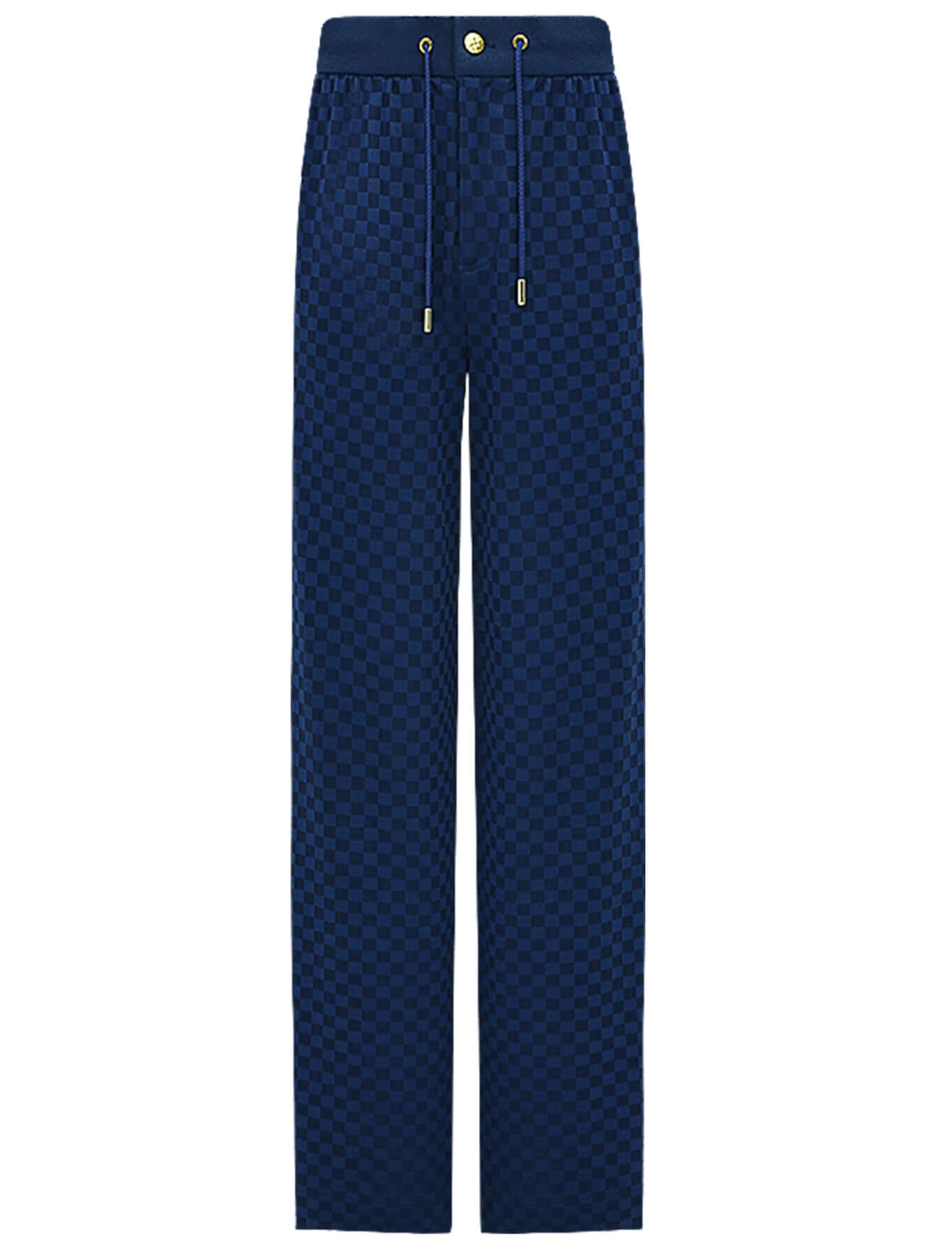 wide leg checked blue knitted pants all blue 4