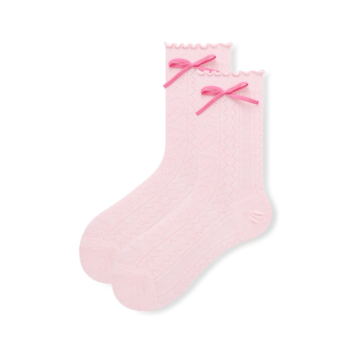 Women's Ballet Bow Pointelle Mid - Calf Socks - 3 Pair Summer Set