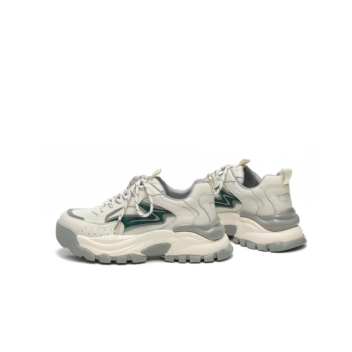Women's Chunky Platform Sneakers with Green Wave Accent