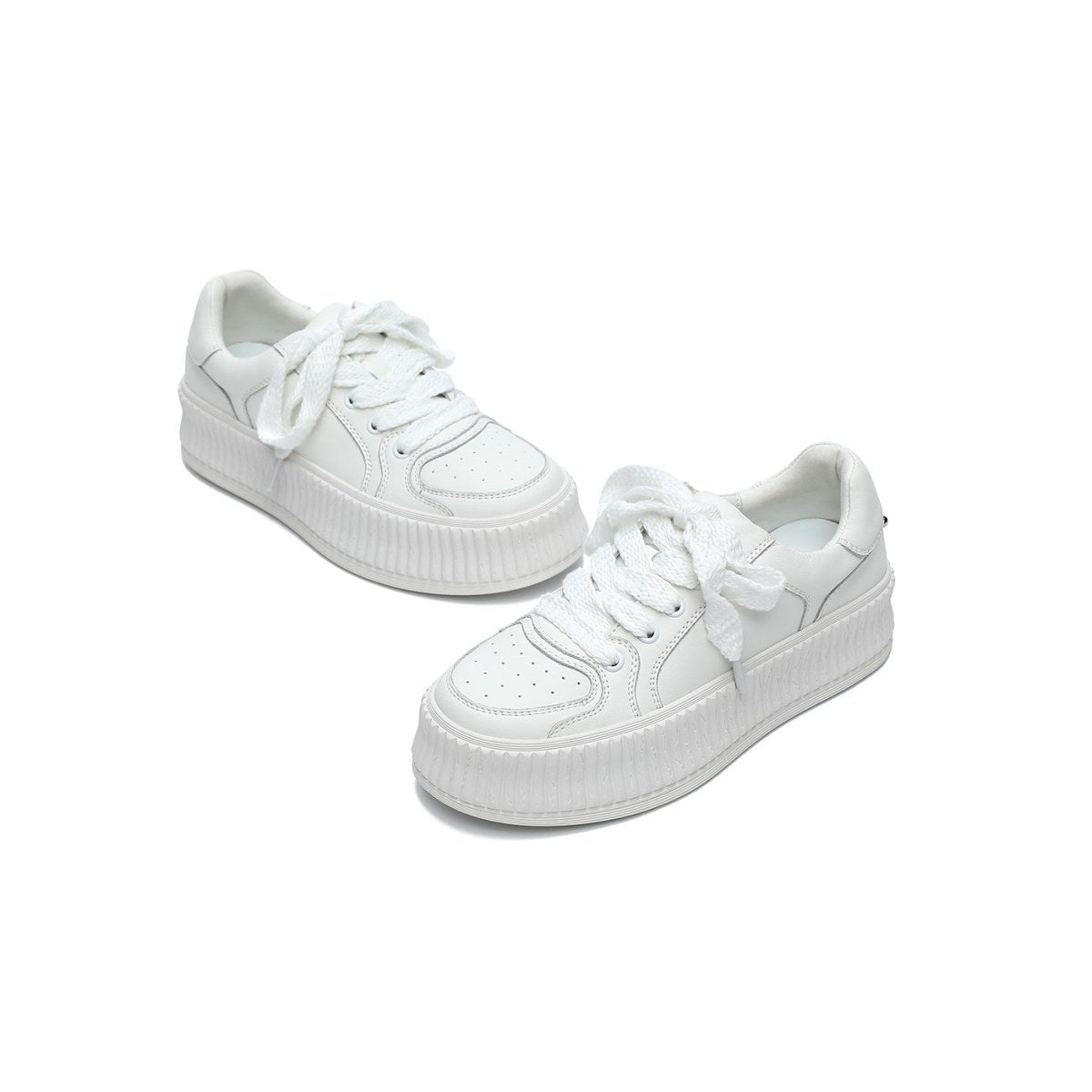 Women's Minimalist Platform Sneakers – White Leather