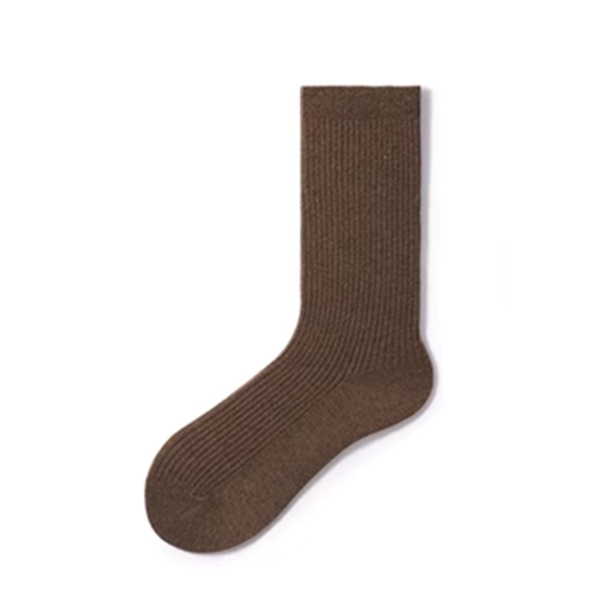 Women's Solid Ribbed Wool Mid - Calf Socks - 5 Pair Winter Set