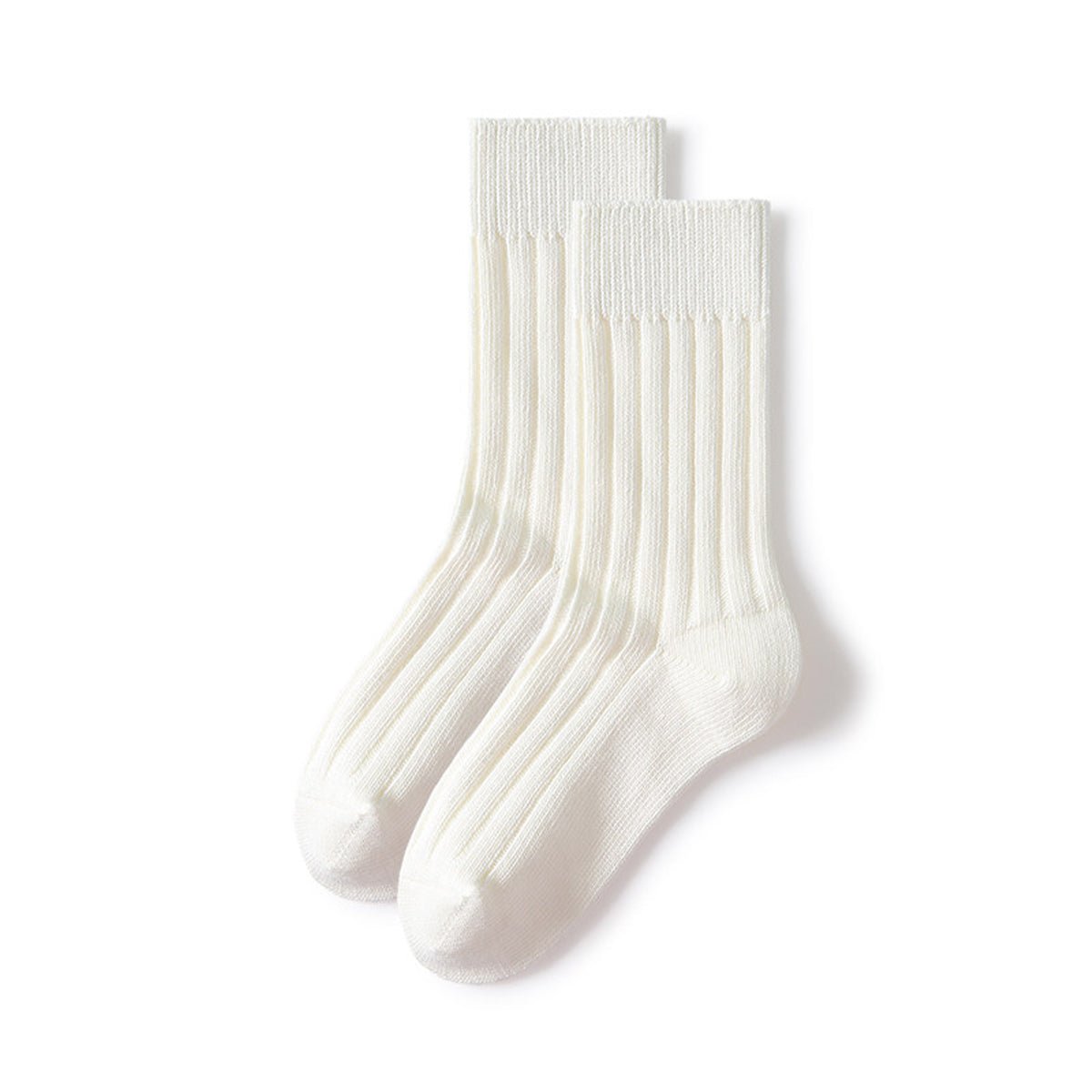 Women's Solid Thick Ribbed Vertical Pattern Mid - Calf Socks - All - Season Single Pair
