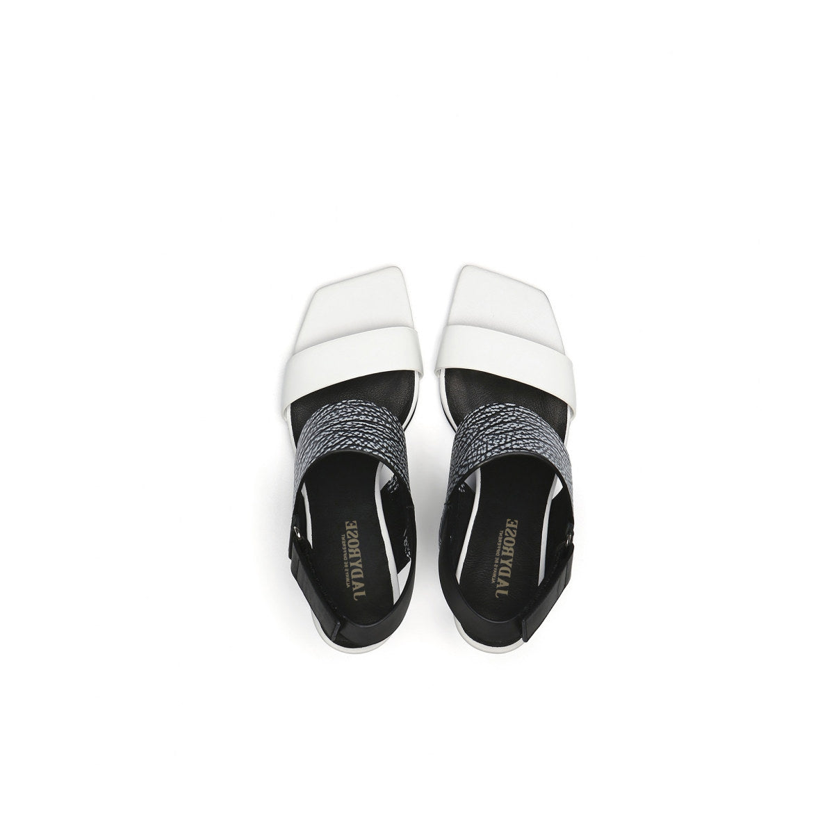 Cavier Leather Diagonal Heel Slingback White Sandals