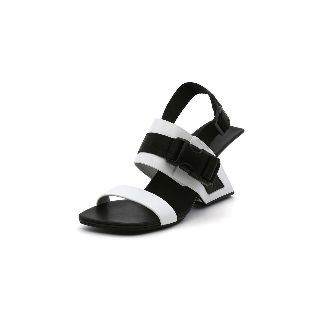 Open Toe Strip Accent White Sandals