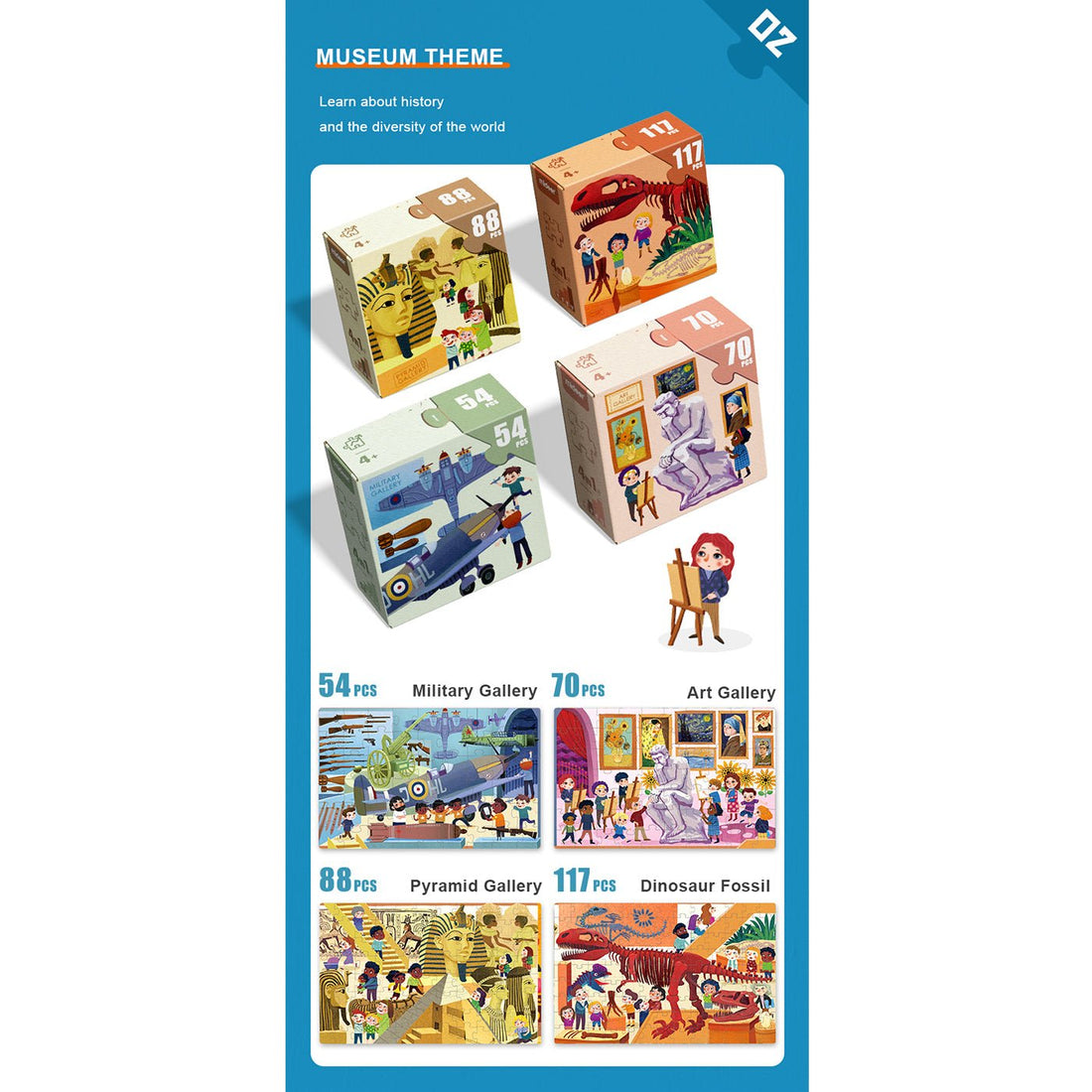 4 In 1 My Visit To The Museum Puzzle Set 329pcs - 0cm