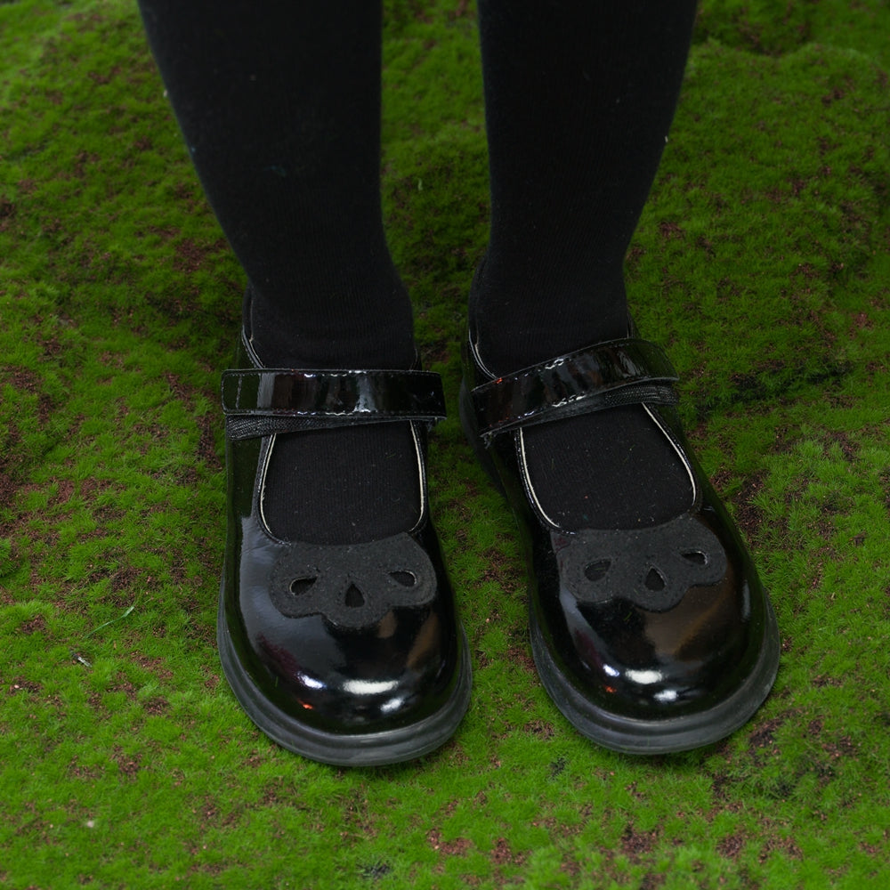 Ness Lightweight Soft Sole Girl Patent Black School Shoes