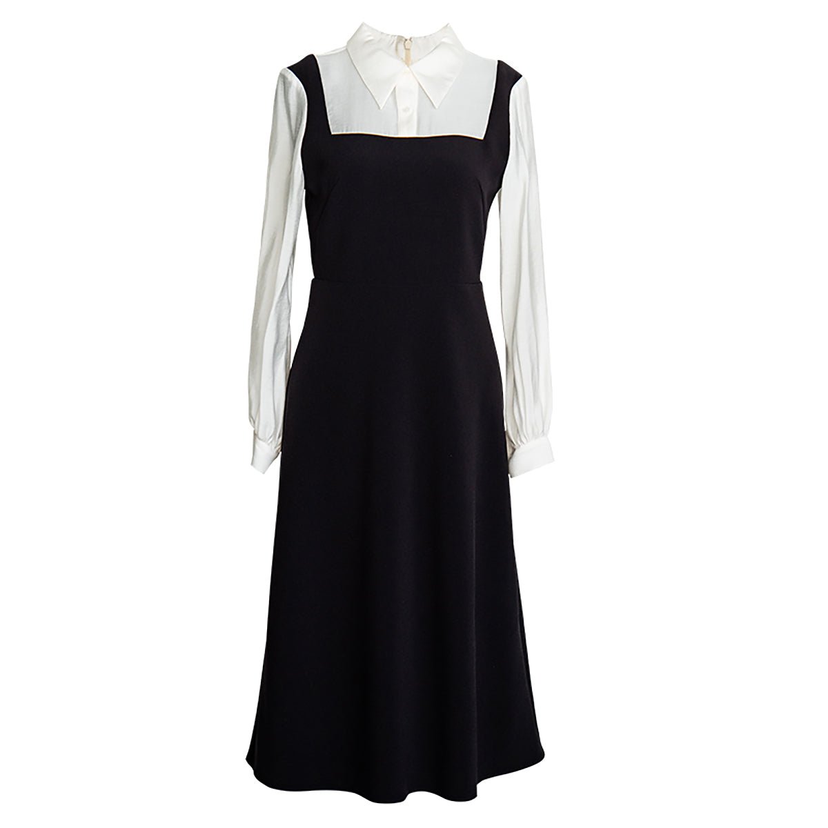A line Black Dress with Square Neck 0cm