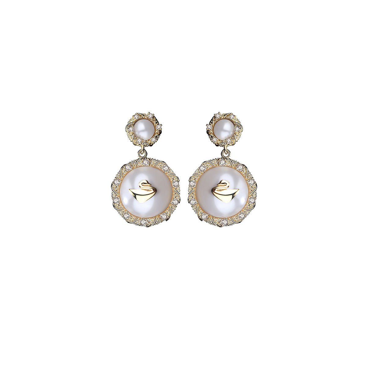 Baroque Swan Gold Earrings